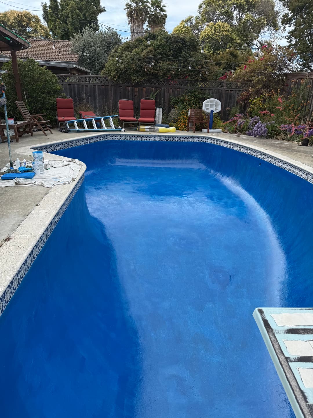 Pool interior after professional cleaning with restored water clarity