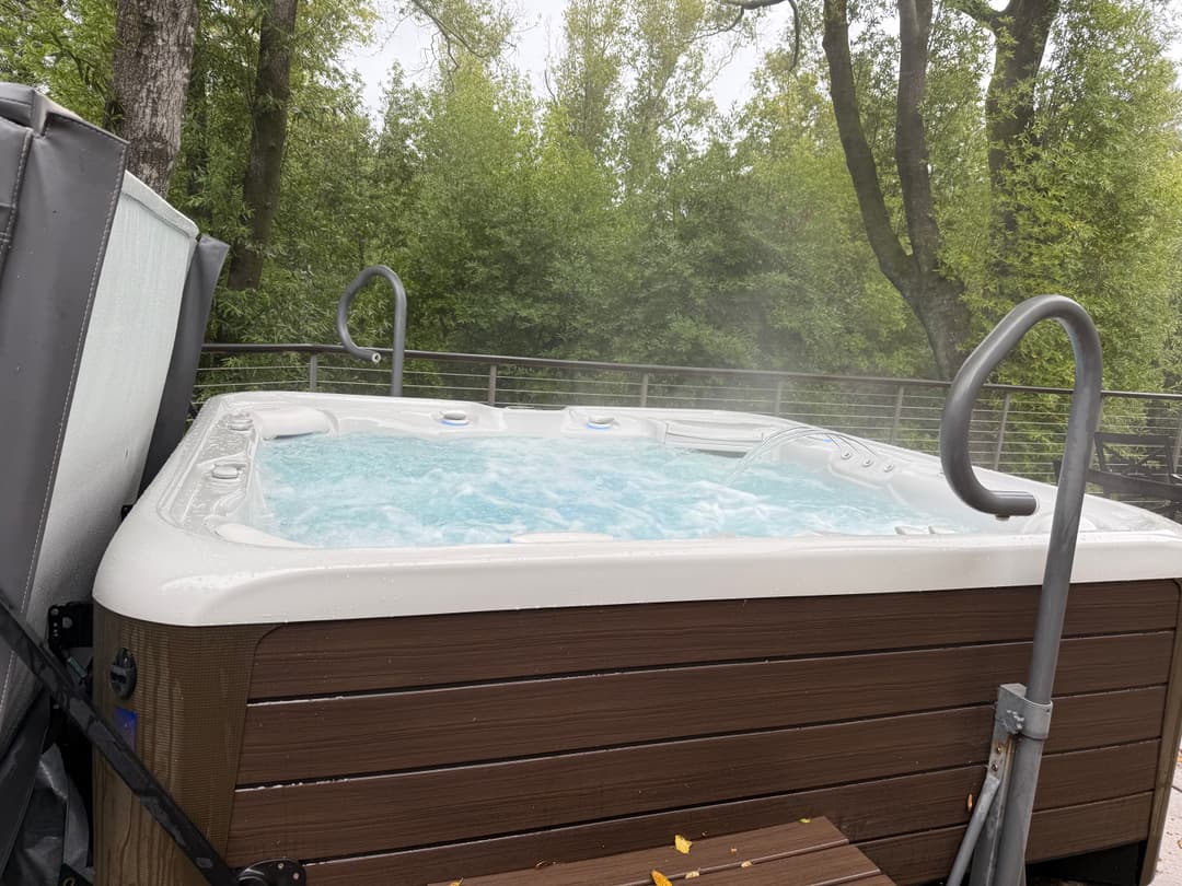 Covered spa prepared after cleaning and water balancing